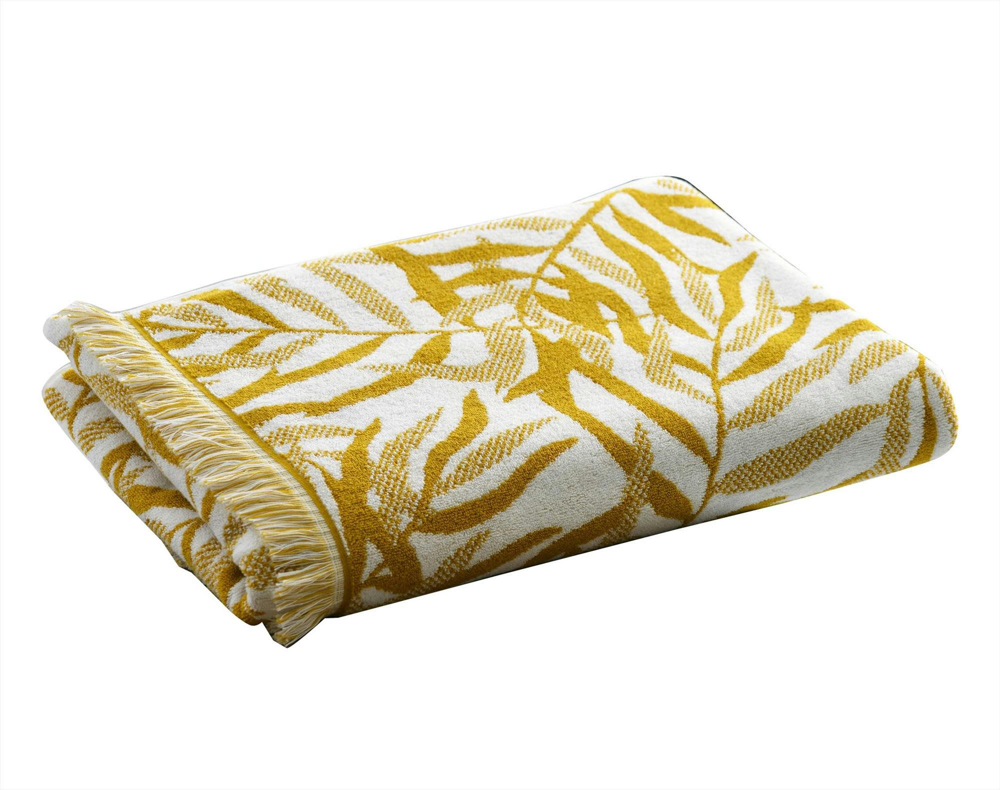 TARZANY - Serviette de toilette 50x90 jaune ocre en coton 500 g/m²