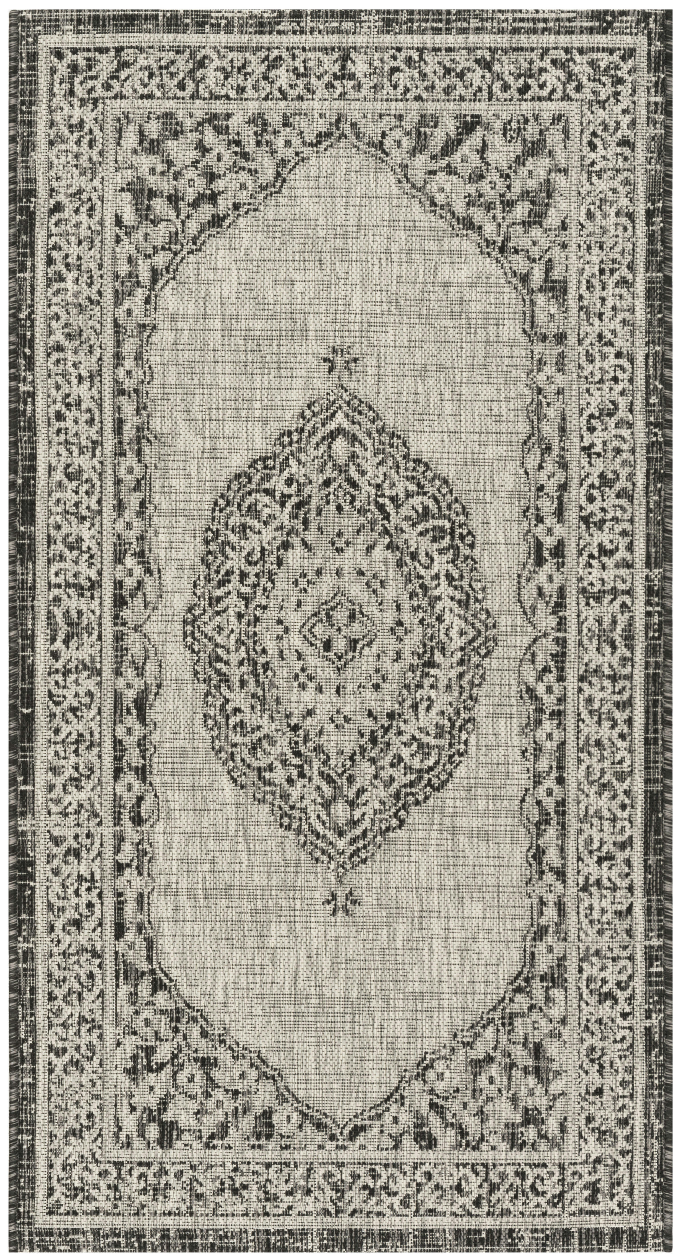 COURTYARD - Tapis interieur & exterieur en gris clair & noir, 79 x 152 cm