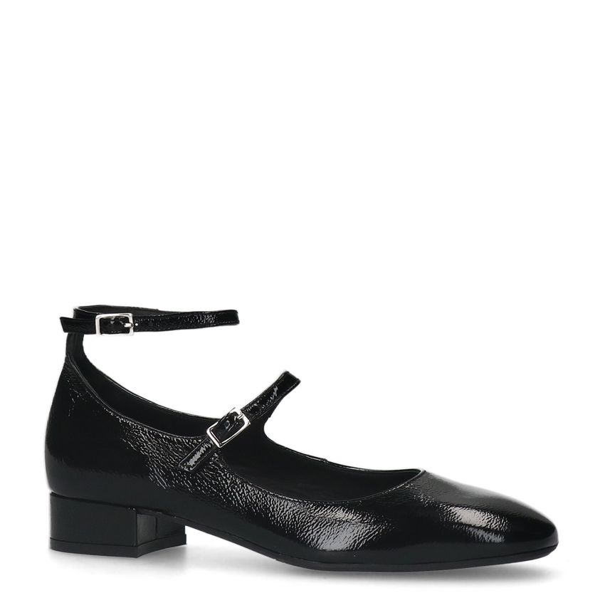 Manfield Zwarte lak leren Mary Jane pumps