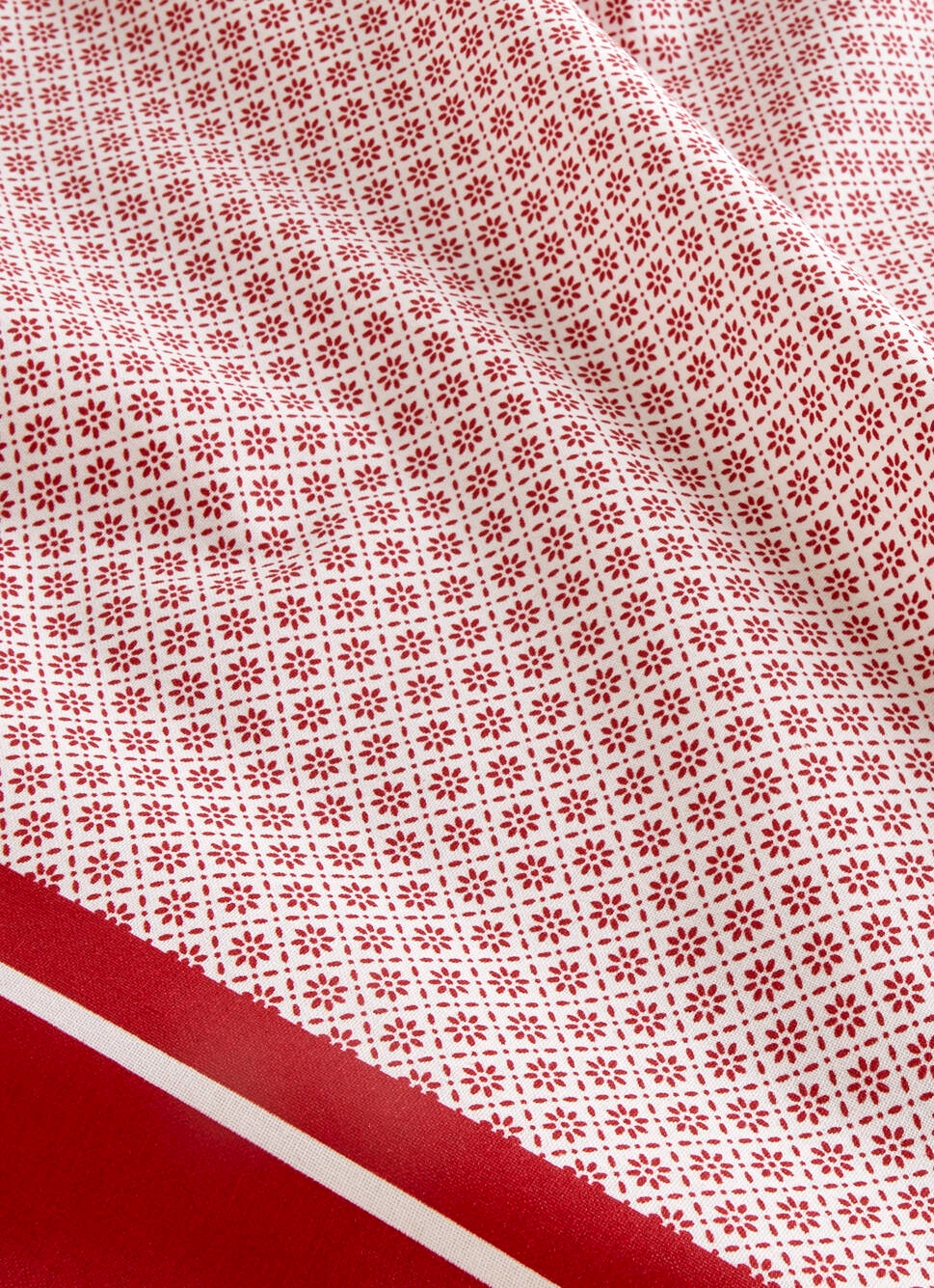 NAPPE EN COTON ENDUITE MOTIF FANTAISIE BLANC/ROUGE