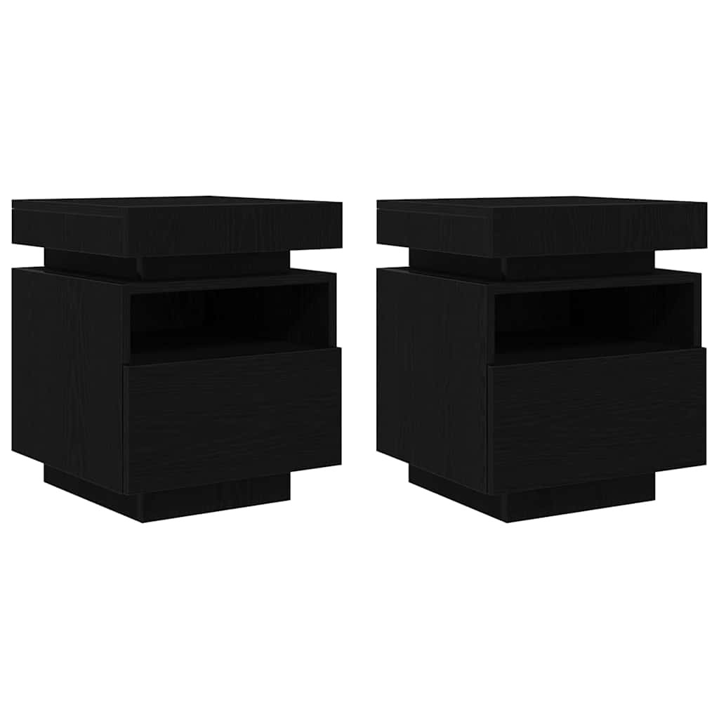 2x Szafka Nocna Czarna Komoda Stolik Półka Nocna Do Sypialni 40 x 39 x 48.5