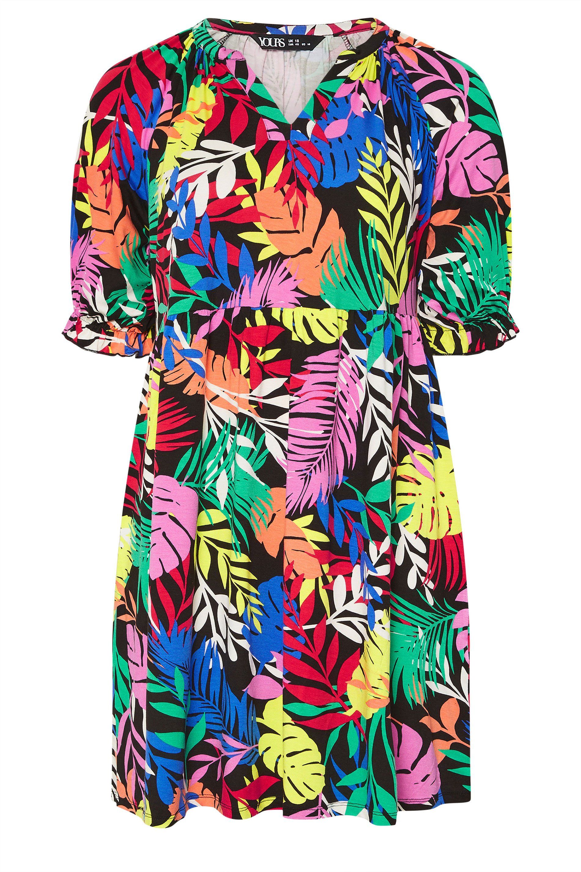 Yours Tropical Print Notch Mini Dress