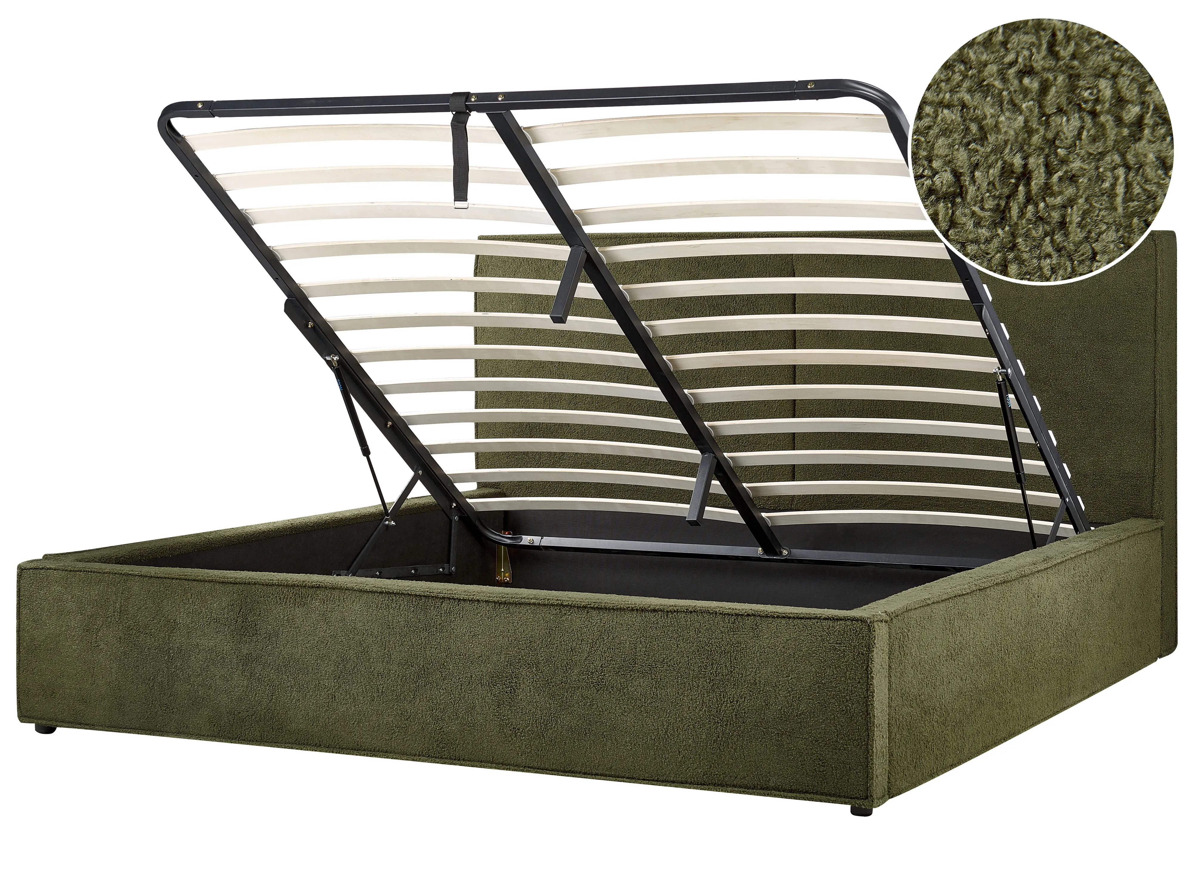 Ottoman Bed Boucle MOISSAC 160 x 200 cm (EU King Size) Dark Green
