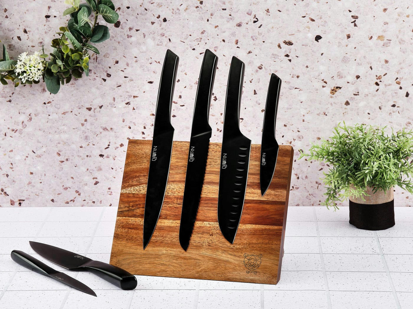 NUDE - Lot de 7 couteaux en inox noir