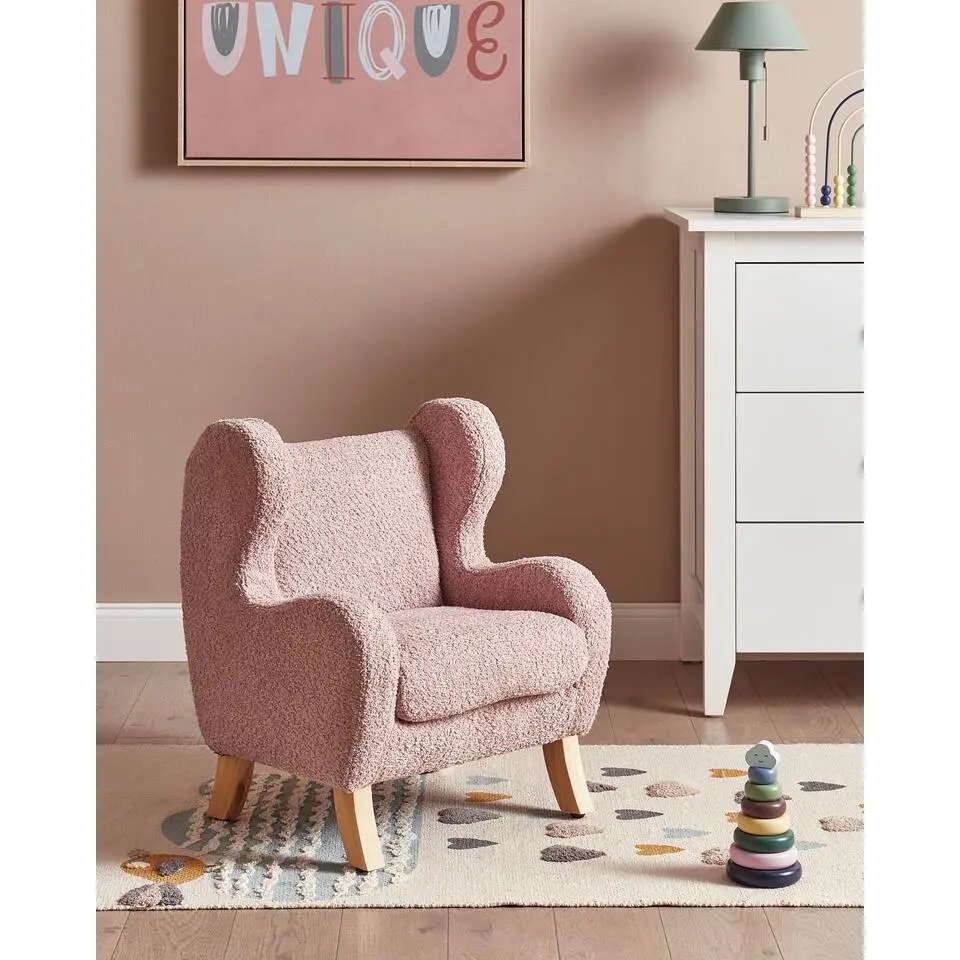 FARUM - Kinderfauteuil - Lichtroze - Boucl&eacute;