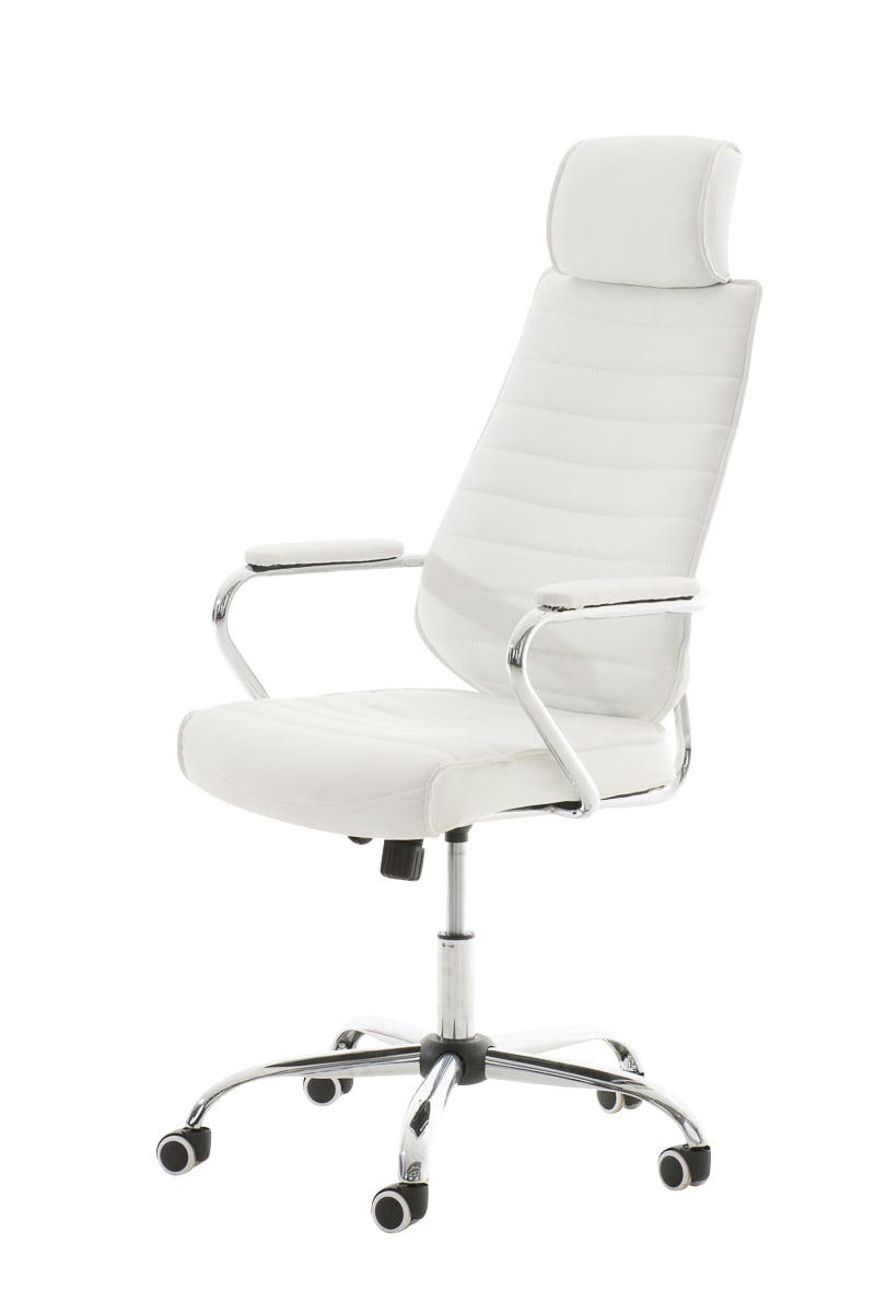 RAKO - Chaise de bureau réglable pivotant en similicuir Blanc