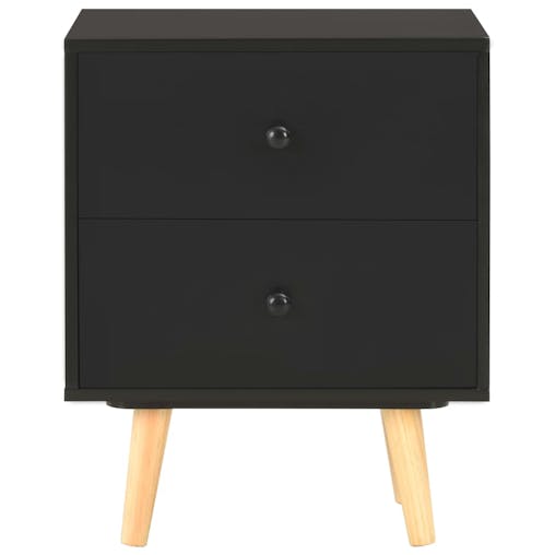 NNEVL Bedside Cabinets 2 pcs Black 40x30x50 cm Solid Pinewood