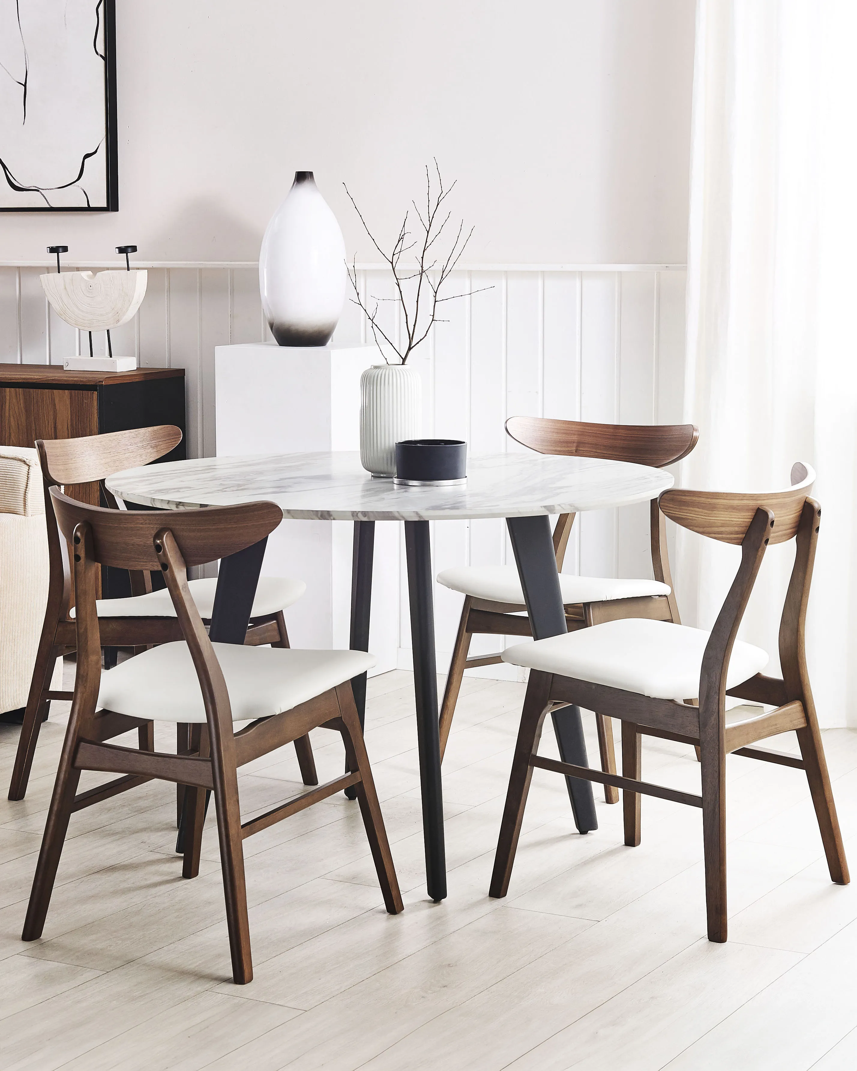 Set of 2 Dining Chairs LYNN Wood Dark Brown/ White