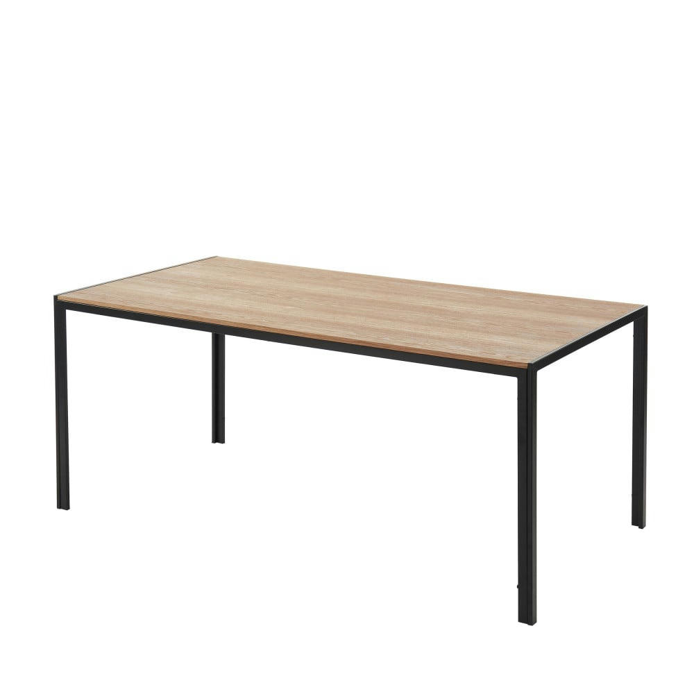 TUZI - Table à manger plaquée frêne et métal 180 x 90 cm