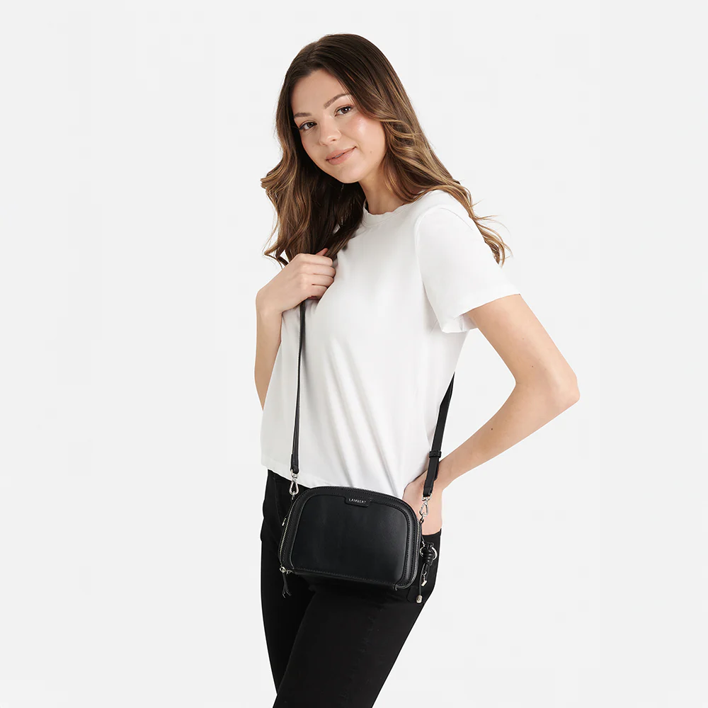 The Emmy - Black Vegan Leather Crossbody Bag