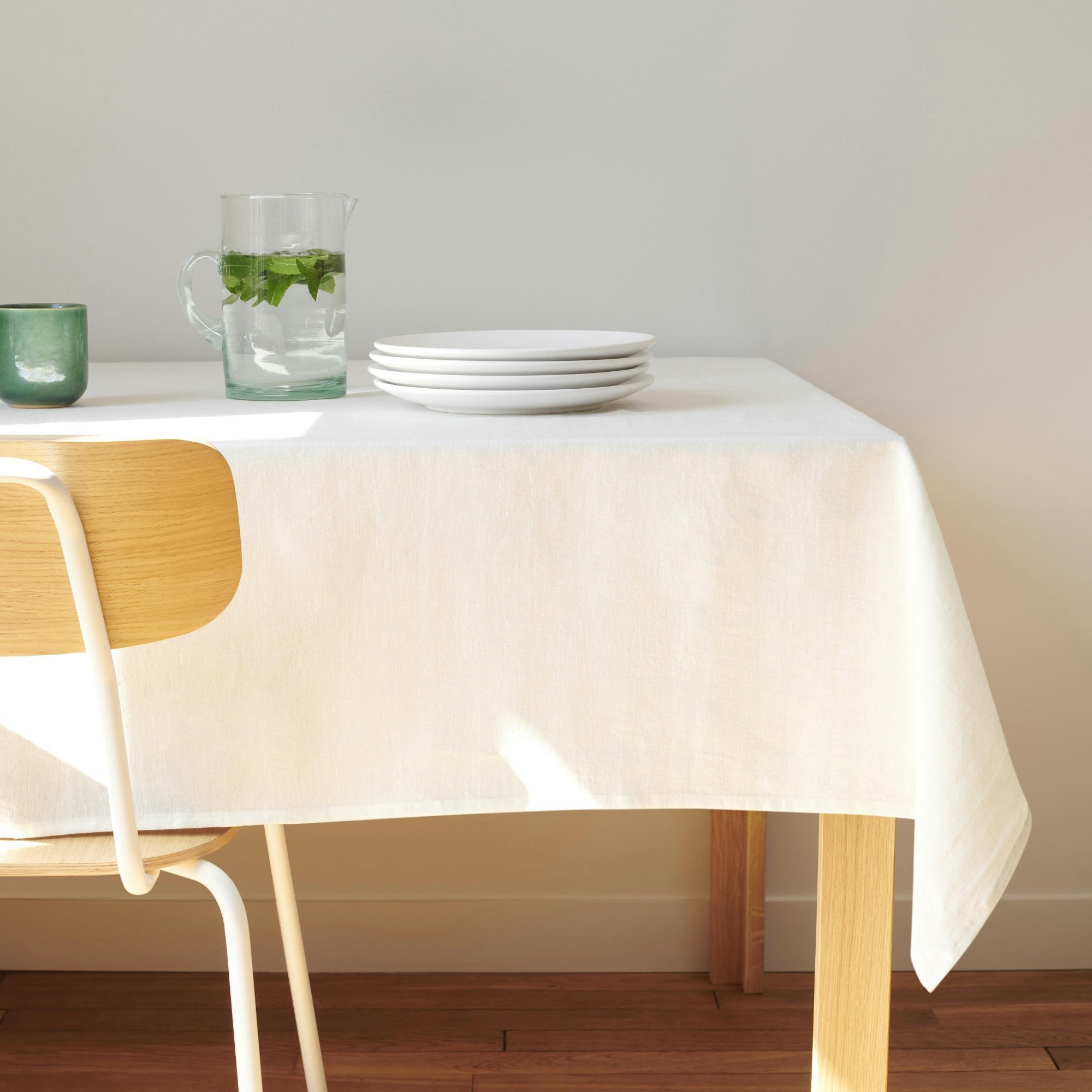 NAPPE NATURELLE - Nappe en lin blanc 180x180cm