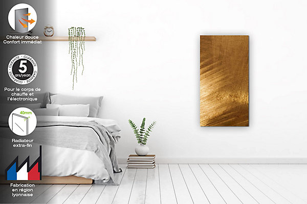 ILO Radiateur électrique Soufflant Rayonnant Mural 1750W Extra Plat Or Brossé