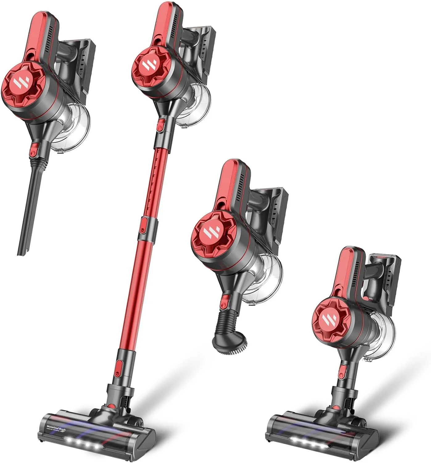 Vacuum Cleaners for Home, Cordless Vacuum Cleaner with 80000 RPM High-Speed Brushless Motor, 2200mAh Powerful Lithium Batteries, 5 Stages High Efficiency Filtration, Up to 30 Mins Runtime Vacuum(Red)