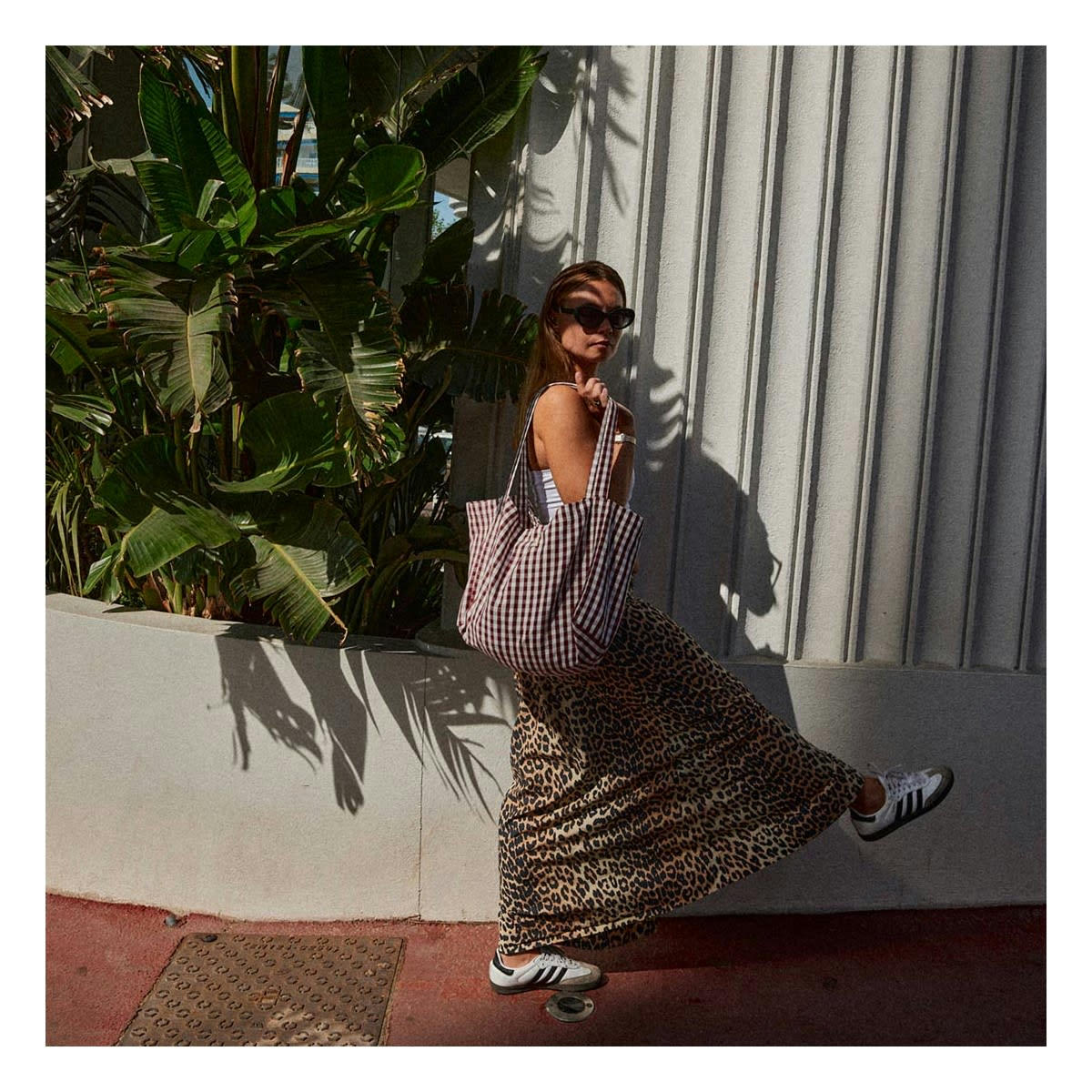 EQUILIBRE - Sac à main en coton imprimé Vichy rouge 60x32