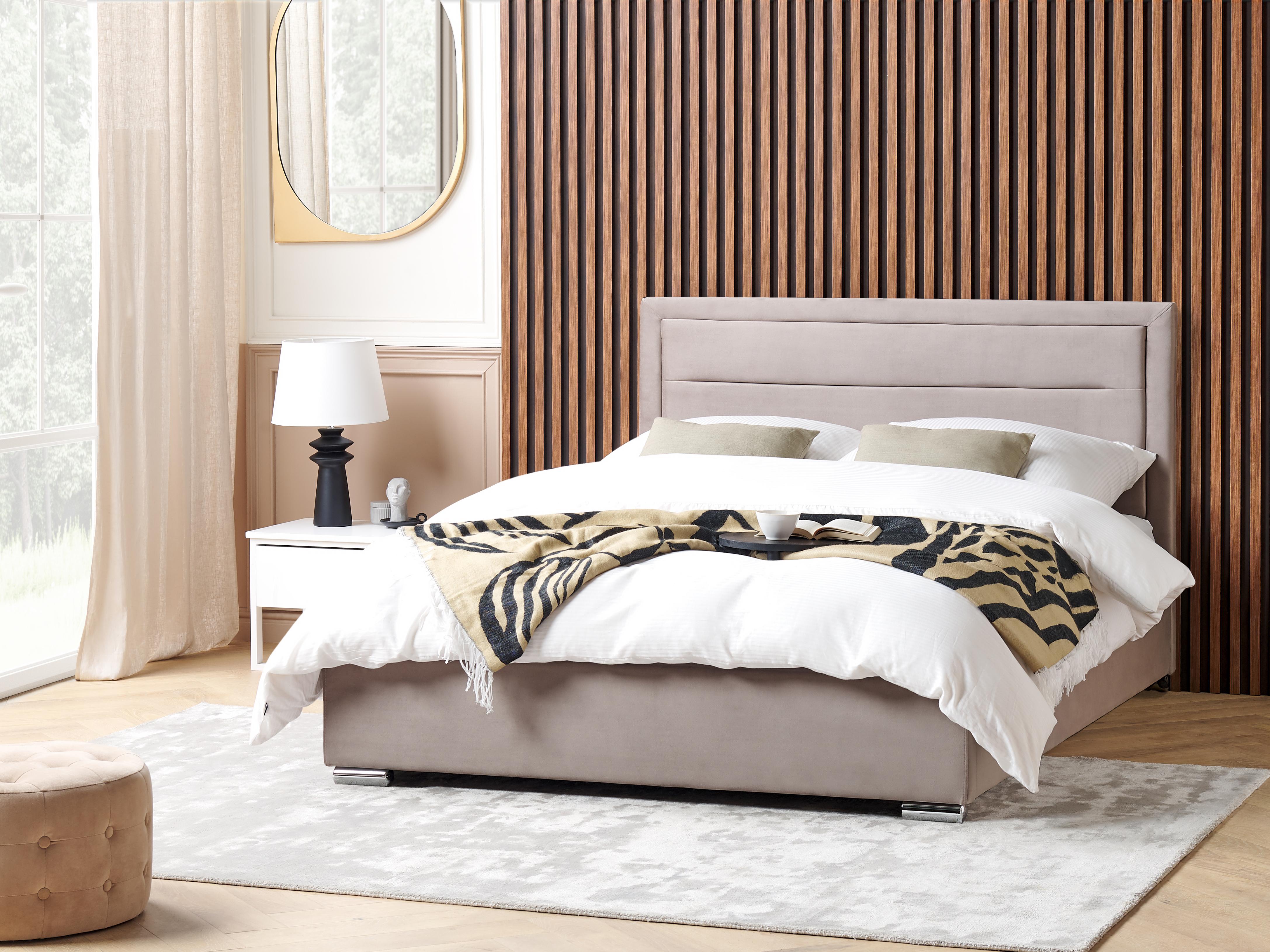 Ottoman Bed Velvet ROUEN 180 x 200 cm (EU Super King) Taupe