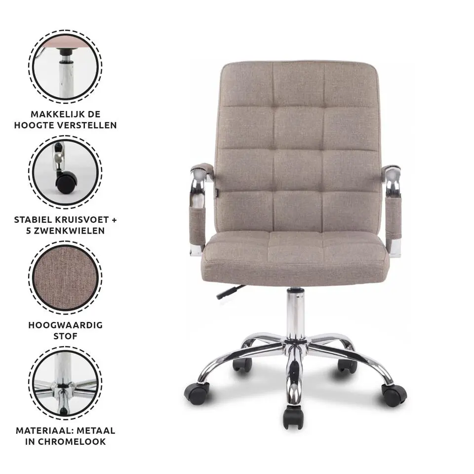 Xairo Milaan - Bureaustoel - Stof - Taupe
