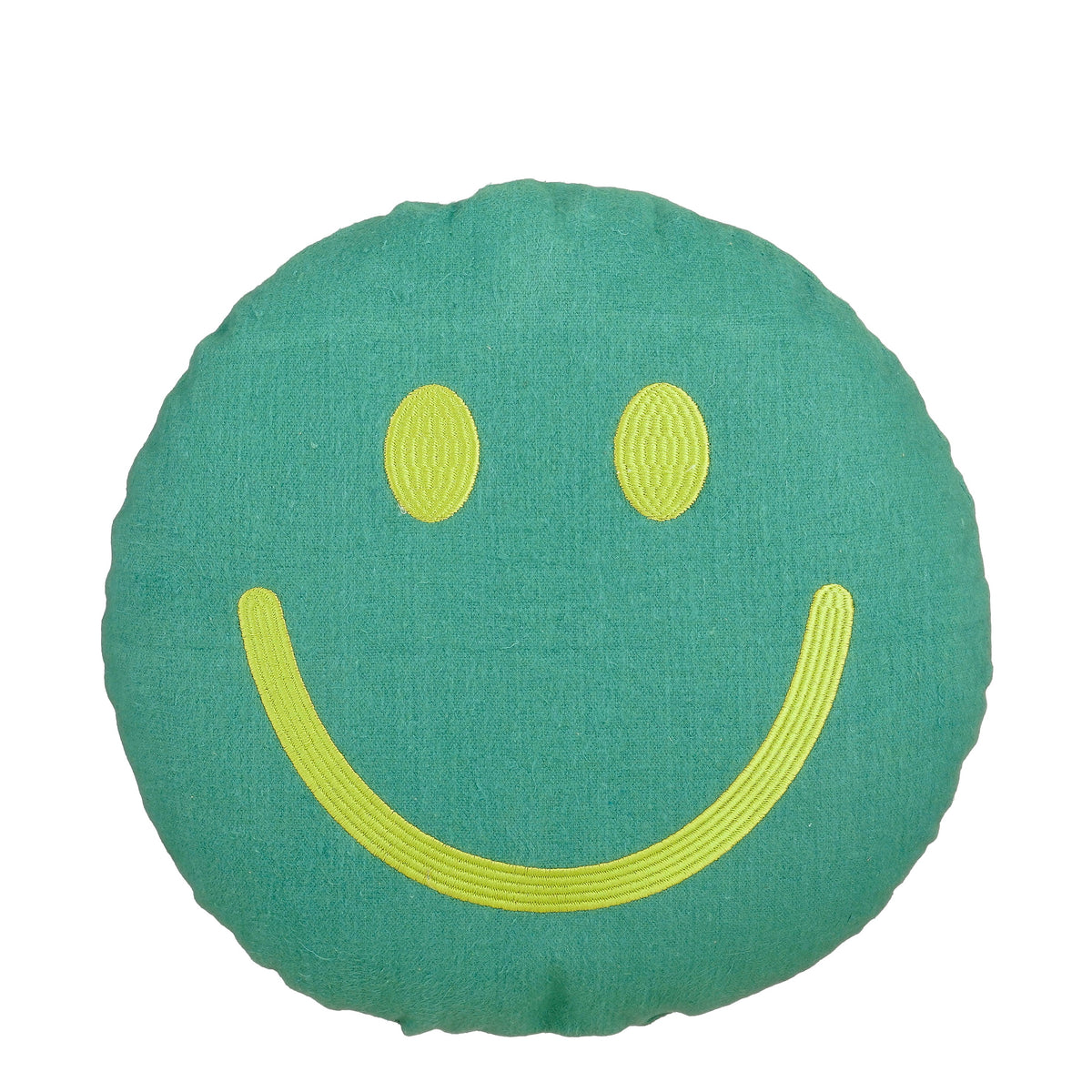 Mica Decorations Smiley Sierkussen - Kussen met Kussenhoes - Woondecoratie Woonkamer - Ø45 x 10 cm - Katoen, Polyester - Groen