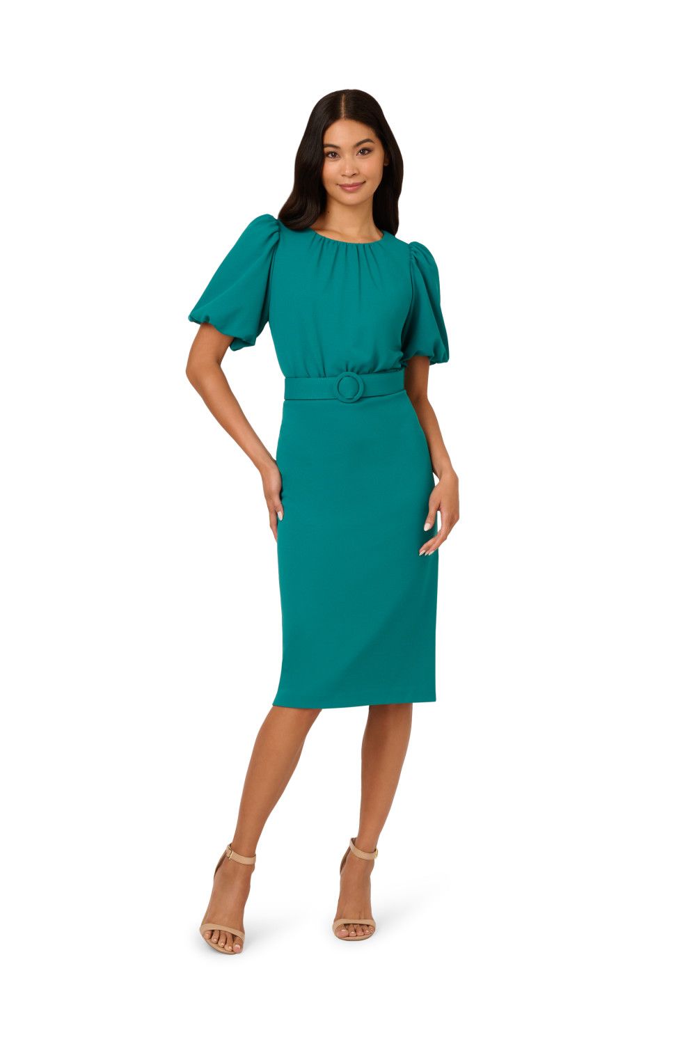 Adrianna Papell Crepe Belted Sheath