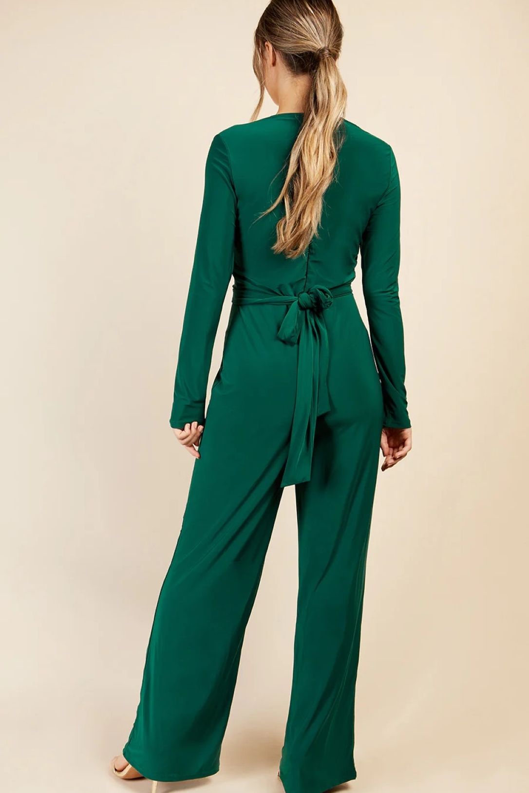 Little Mistress Green Crossover Detail Jumpsuit