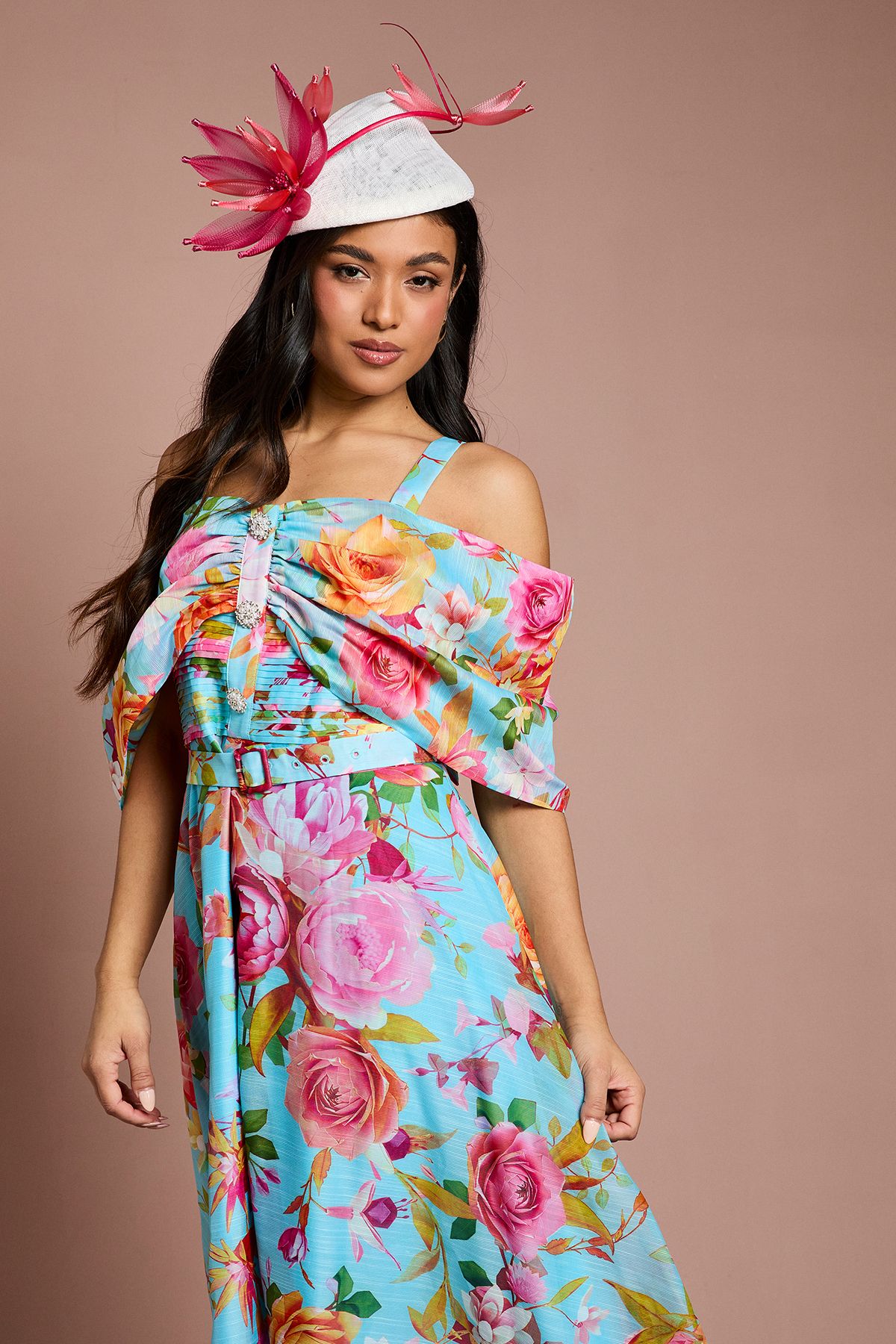 Coast Petite Lisa Tan Bardot Full Skirt Midi Dress