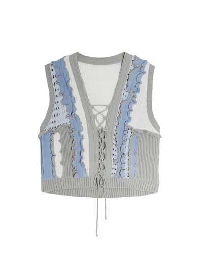 Lace-up Knitted Vest - 26SDJ062UL