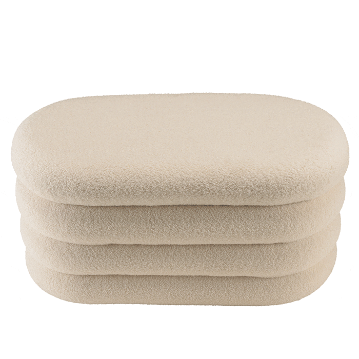 Banc avec rangement en tissu bouclette blanc CASTILLE