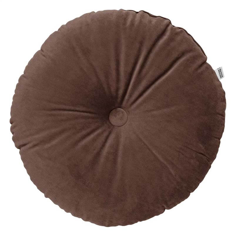 OLLY - sierkussen Ø38 cm - rond velvet - Chocolate Martini - bruin