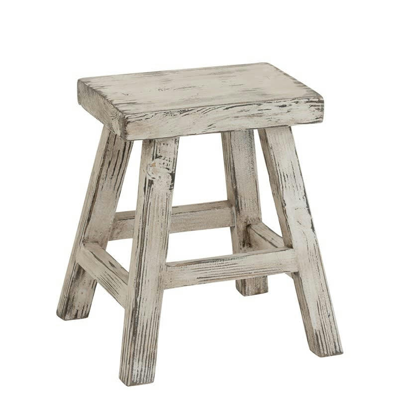 SAPIN - Tabouret rectangle bois blanc délavé