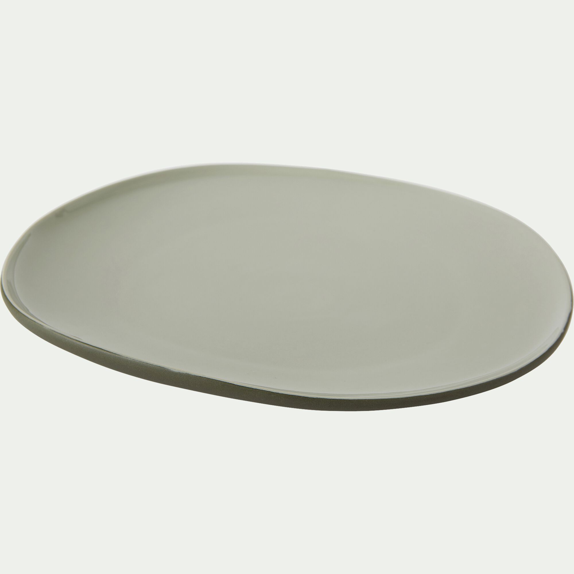 KYMA - Assiette plate en grès D27cm - vert olivier