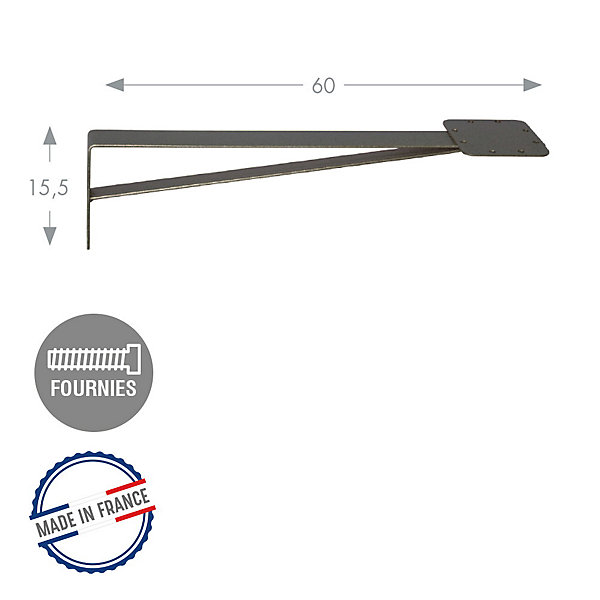 Louis Moulin Equerre de fixation pour girouette - 60 cm - Acier époxy