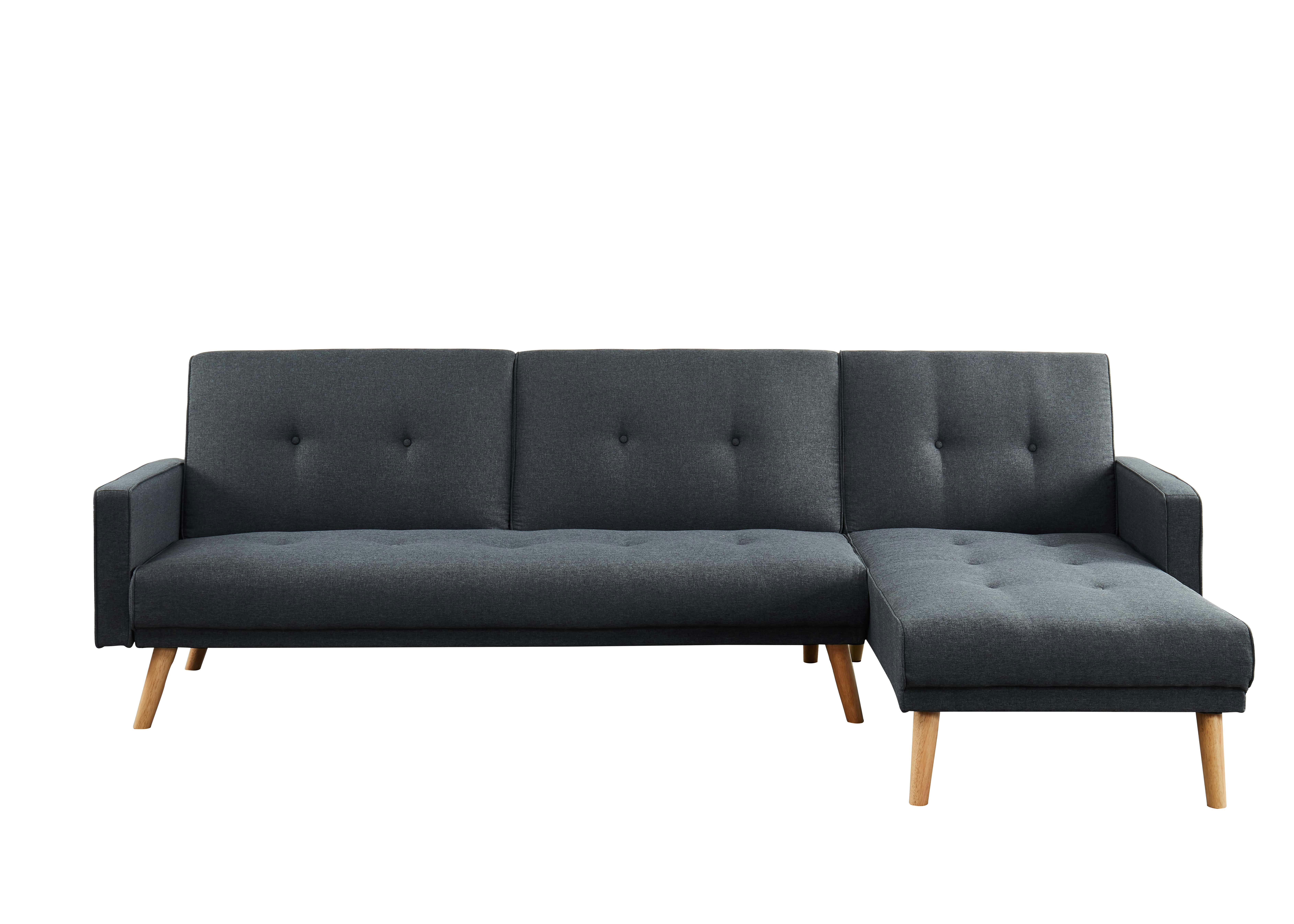 LUXI - Canapé d'angle convertible en tissu 4 places gris anthracite