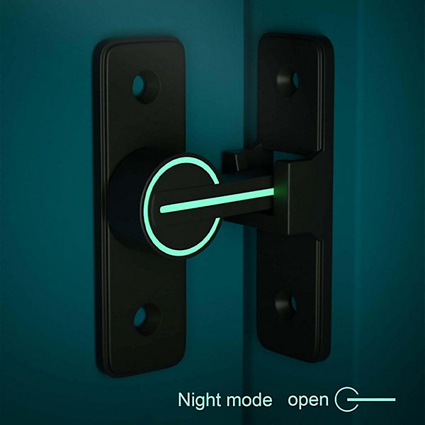 Loquet de porte coulissant lumineux à 90 degrés, avec 4 vis (noir)