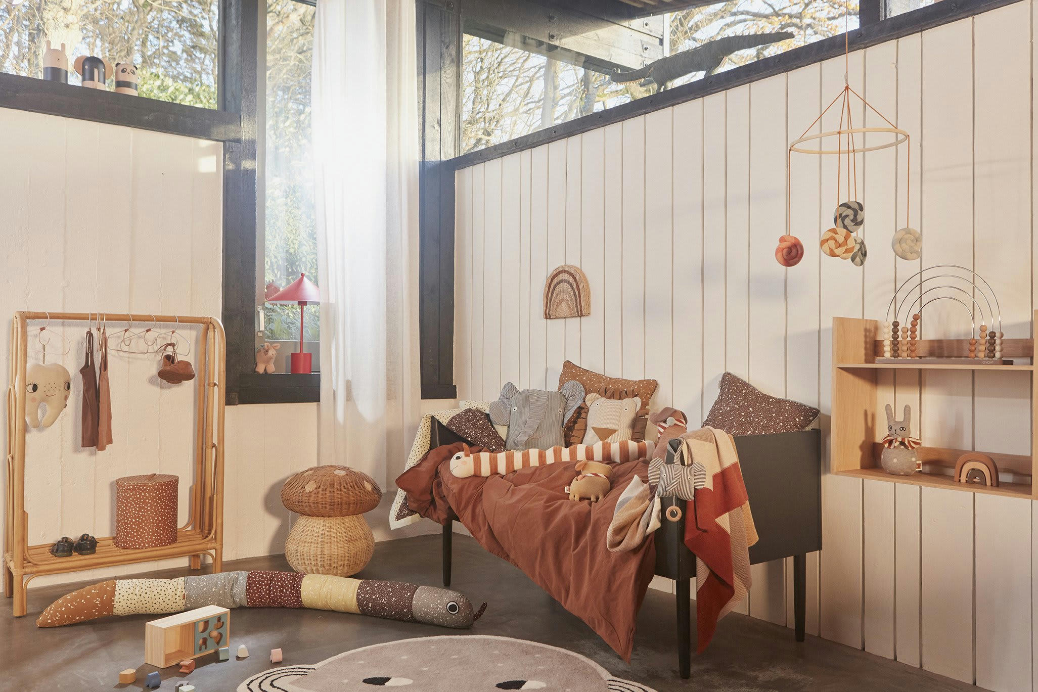 HEBI - Peluche serpent multicolore coton organique et polyester D17x160cm