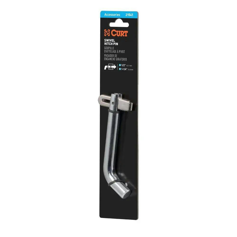 CURT 1/2-in Swivel Hitch Pin (1-1/4-in Receiver, Chrome, Packaged)