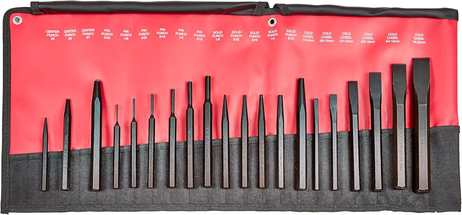 Mayhew Tools 61020 Pro Punch and Chisel Set, 20-Piece , Black
