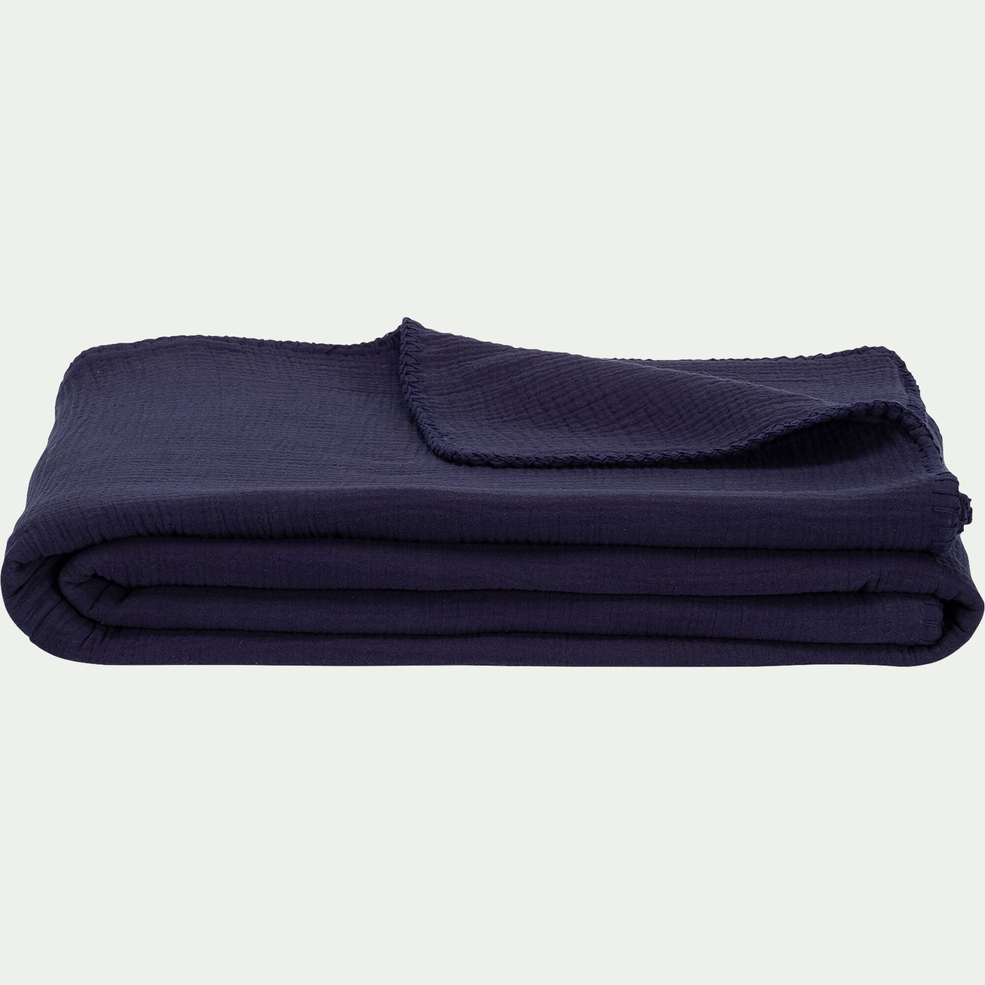 TESSALY - Couvre-lit en gaze de coton - bleu céou 230x250cm