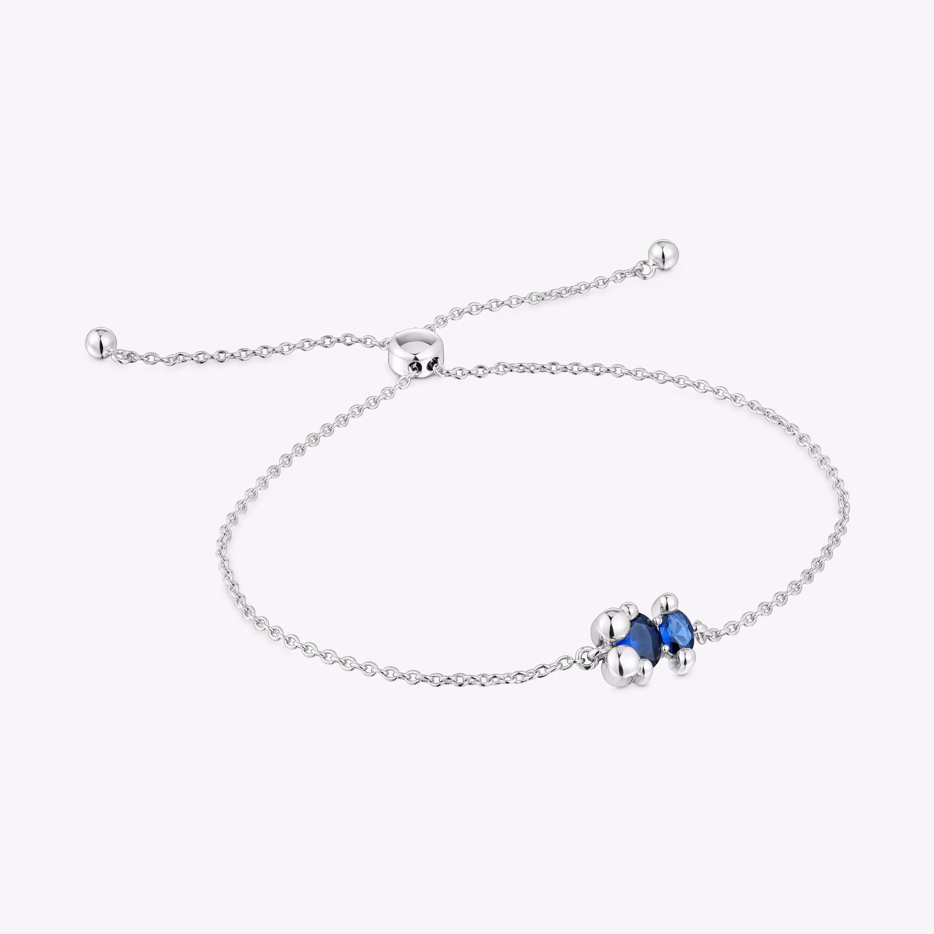 Pulsera cadena motivo oso de plata y zafiro azul creado en laboratorio Color Bear LGG