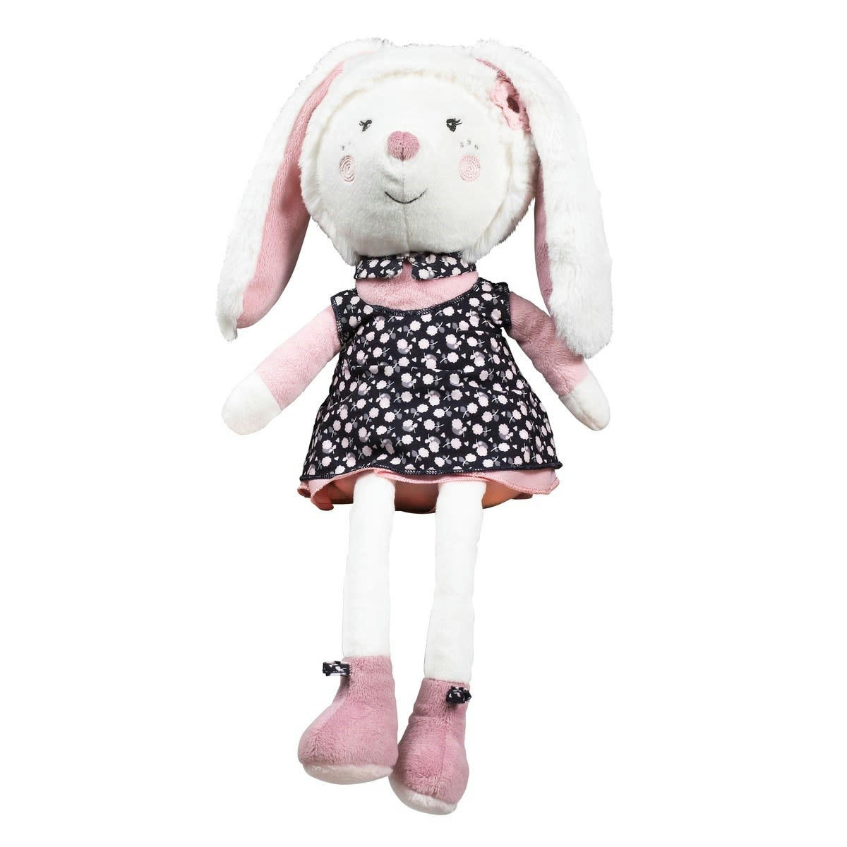 MISS FLEUR DE LUNE - Doudou lapin grand modèle en velours blanc