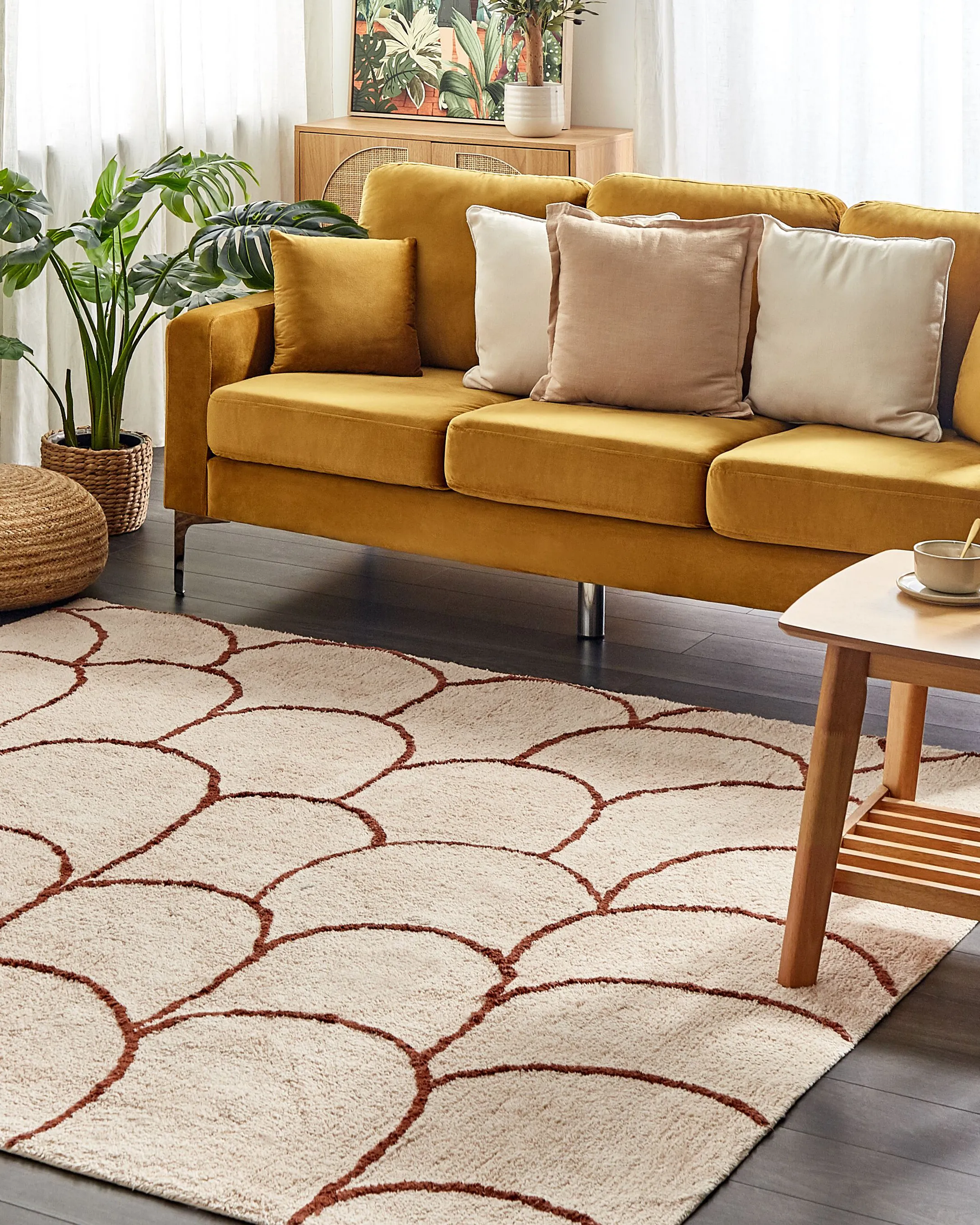 Rug AVDAN Beige 200 x 200 cm Cotton