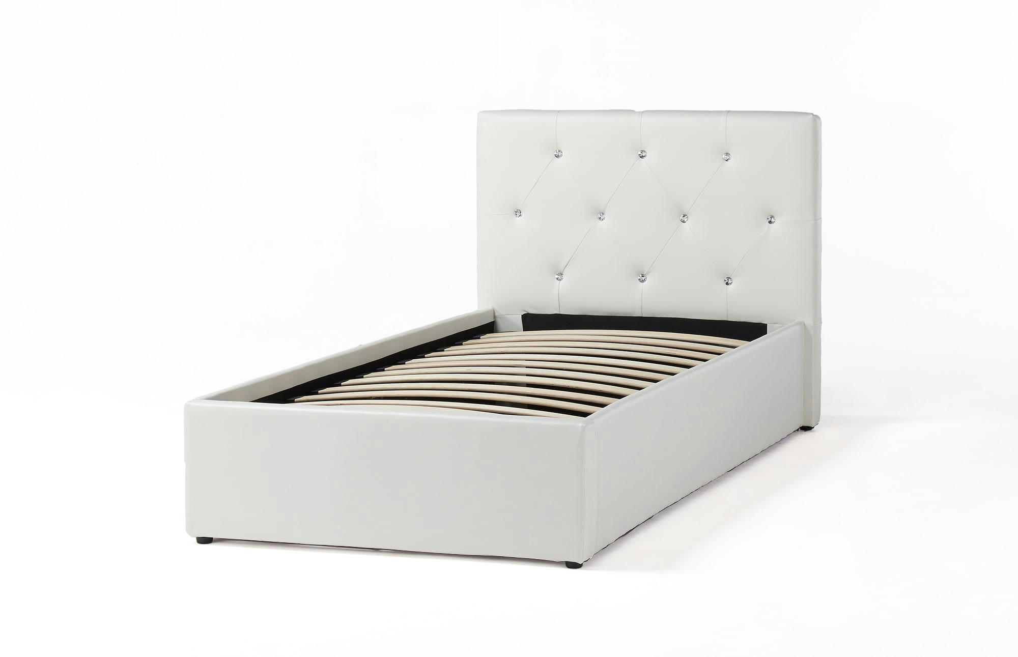 BAHIA - Lit coffre enfant  simili blanc 90x190 sommier inclus