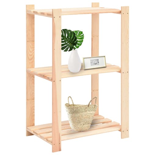 NNEVL 3-Tier Storage Rack 60x38x90 cm Solid Wood Pine 150 kg