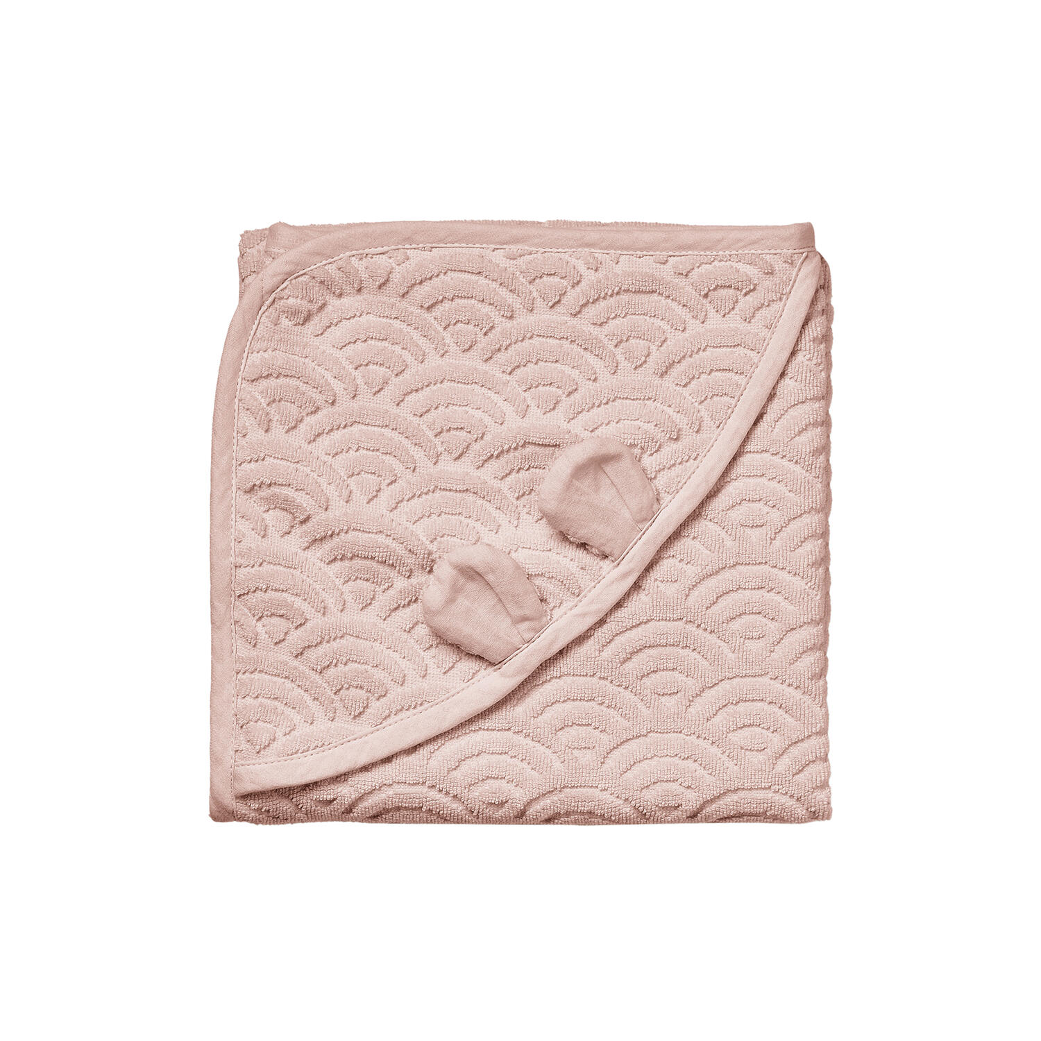 Baby h&aring;ndkl&aelig;de med h&aelig;tte og ører, dusty rose