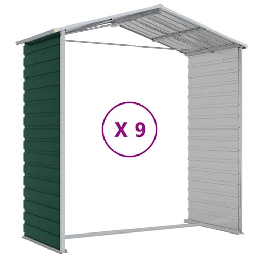 NNEVL Garden Shed Green 191x810x198 cm Galvanised Steel