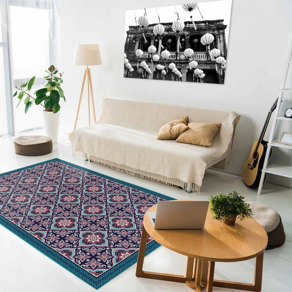 Vinyl Teppich »Orma«, BxL:203 cm x 136 cm, tuerkis|blau|rot