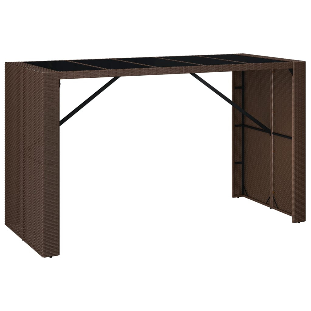 Stolik barowy ze szklanym blatem Brąz 185 x 80 x 110 cm Technorattan vidaXL