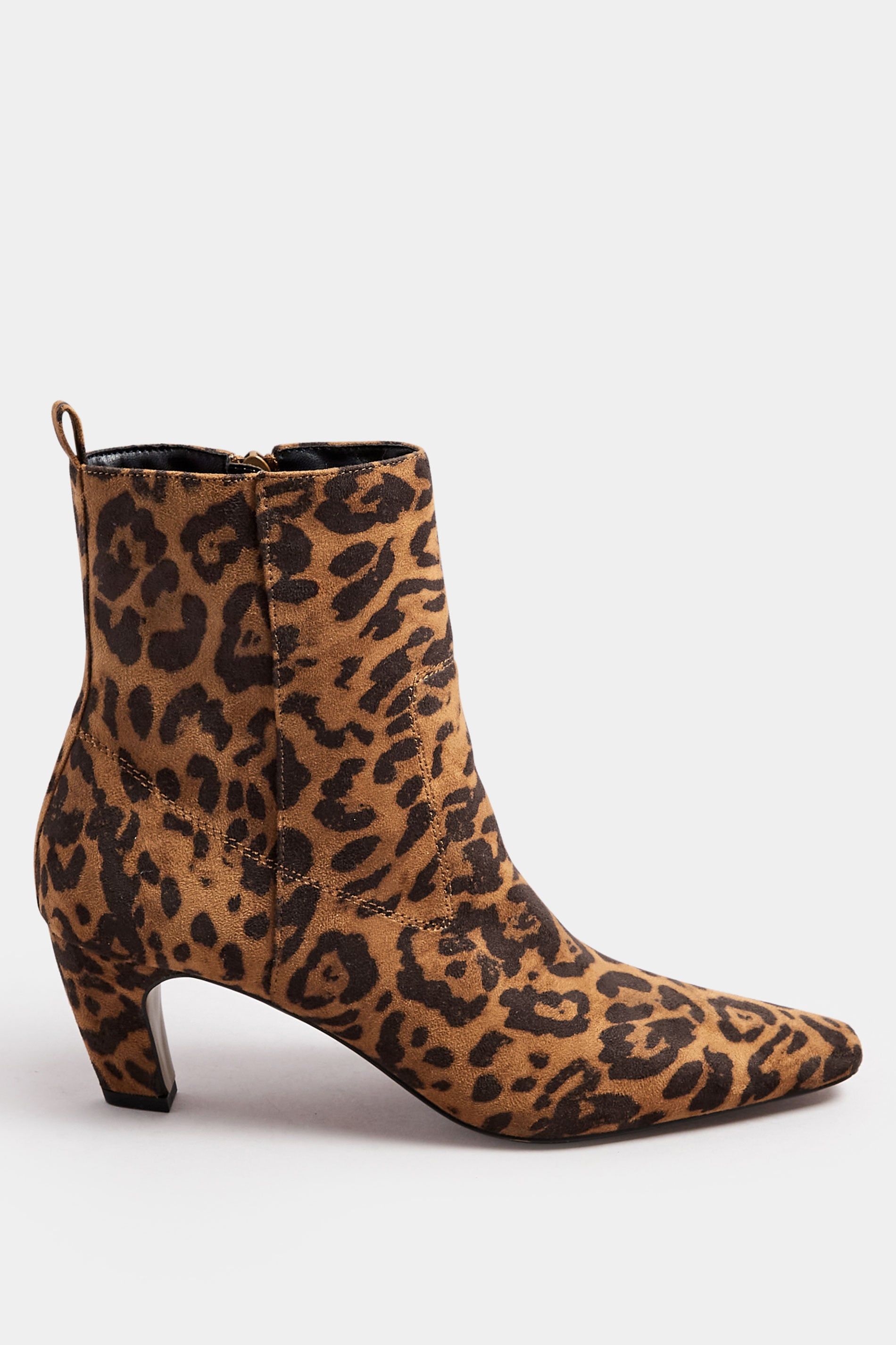 Long Tall Sally Leopard Print Heeled Ankle Boots