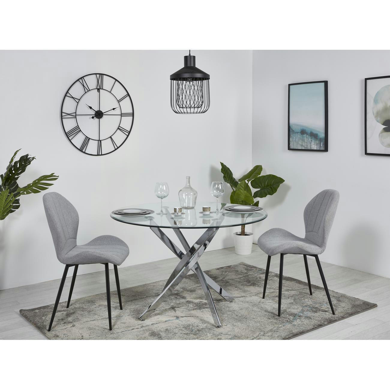 POLO - Lot de 2 - Chaise assise tissu gris clair pieds metal noir