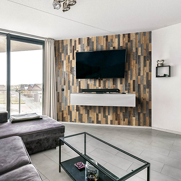 Panneau Mural Bois Récupéré Largo - Bois Ancien Grange Traité - 14 Panneaux 72x10cm - Revêtement Mural Décoratif 1m²