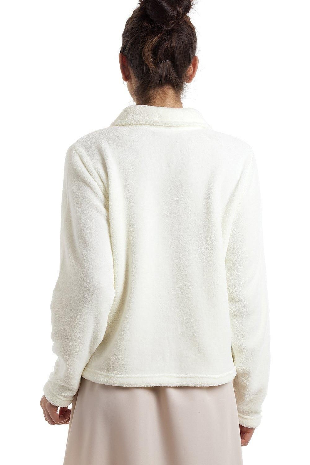 Camille Soft Fleece Bed Jacket With Floral Embroidered Motif