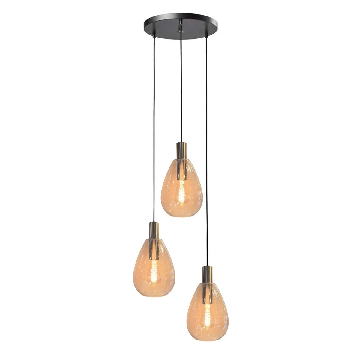 Freelight hanglamp Dorato - 3 lichts - 35 x 150  cm - zwart goud